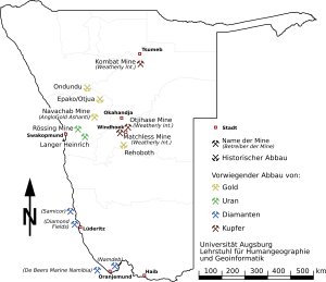 Map of mining in Namibia